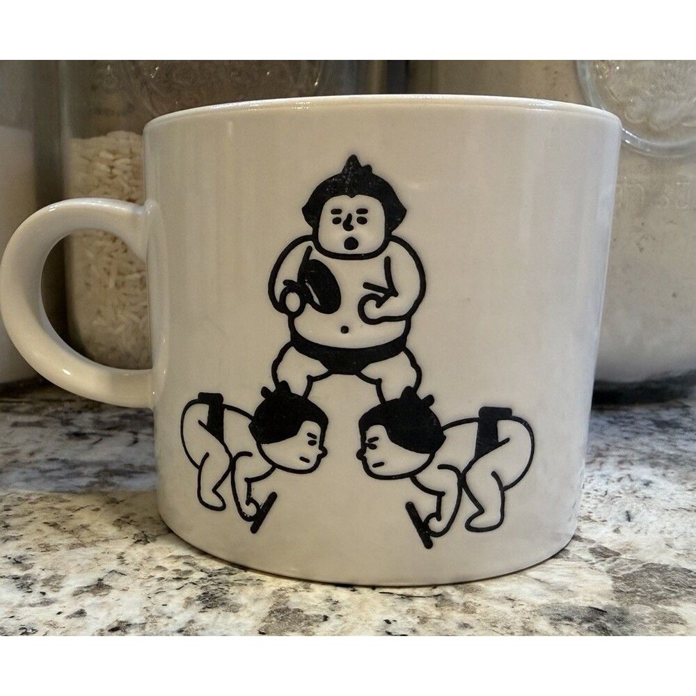 1 PC. Japanese Tea Cup Sushi Mug Pink Sumo Ping Pong Porcelain 3"H Made in Japan